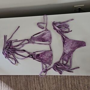 RARE Unique Colleen Kelly Purple Marble Print Bikini Size M